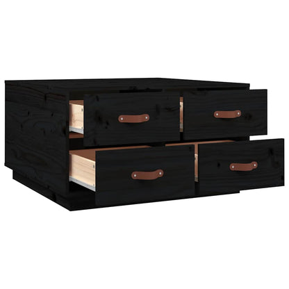 Coffee Table Black 80x80x45 cm Solid Wood Pine