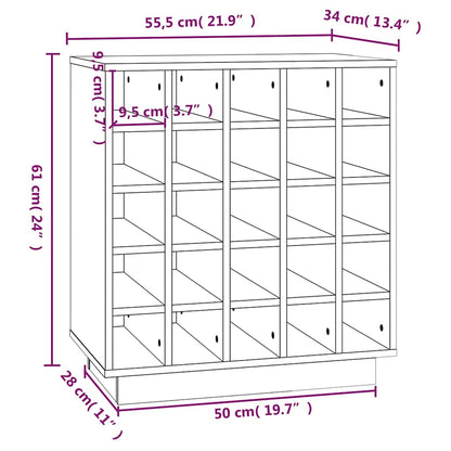 Wine Cabinet White 55.5x34x61 cm Solid Wood Pine