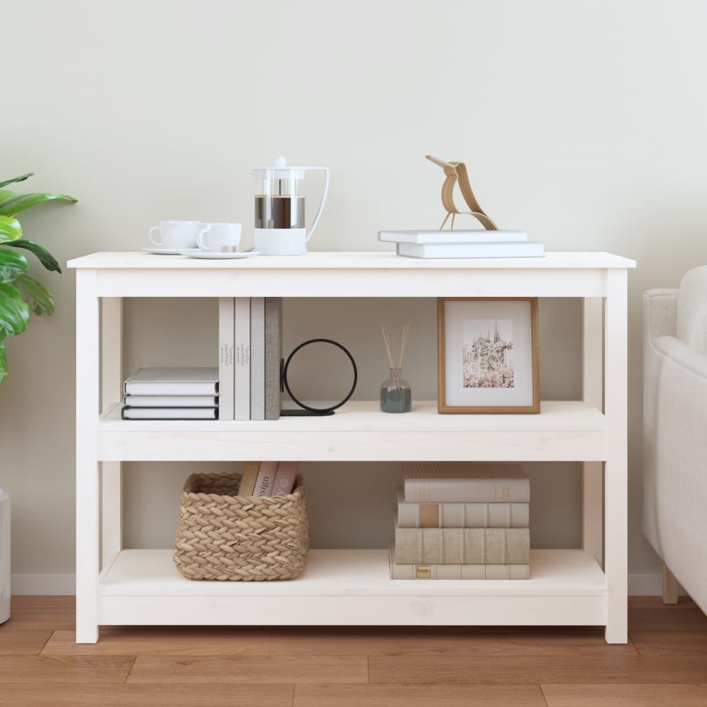 Console Table White 110x40x74 cm Solid Wood Pine