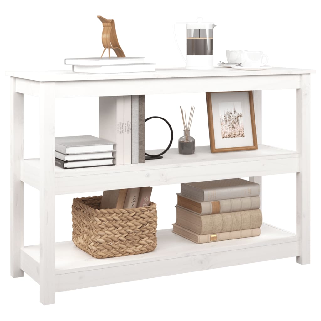 Console Table White 110x40x74 cm Solid Wood Pine