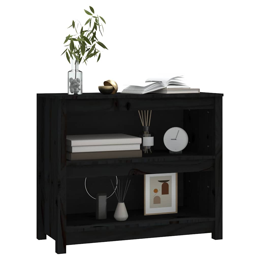 Book Cabinet Black 80x35x68 cm Solid Wood Pine