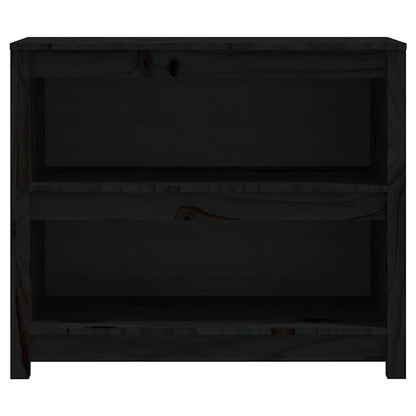 Book Cabinet Black 80x35x68 cm Solid Wood Pine
