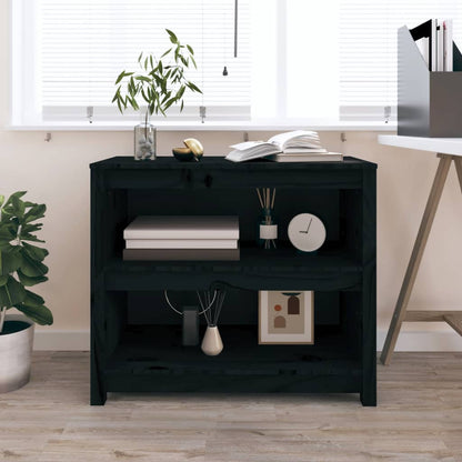 Book Cabinet Black 80x35x68 cm Solid Wood Pine