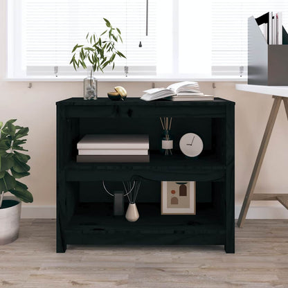 Book Cabinet Black 80x35x68 cm Solid Wood Pine