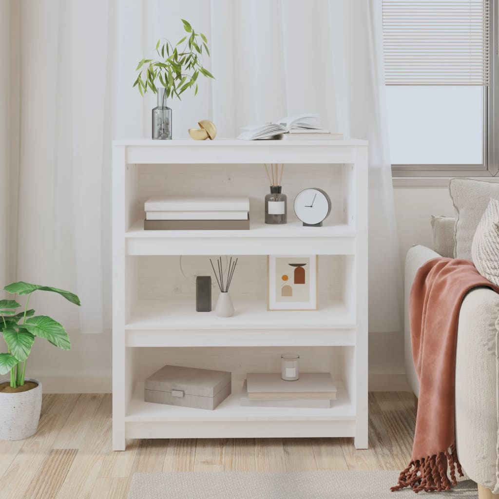 Book Cabinet White 80x35x97 cm Solid Wood Pine