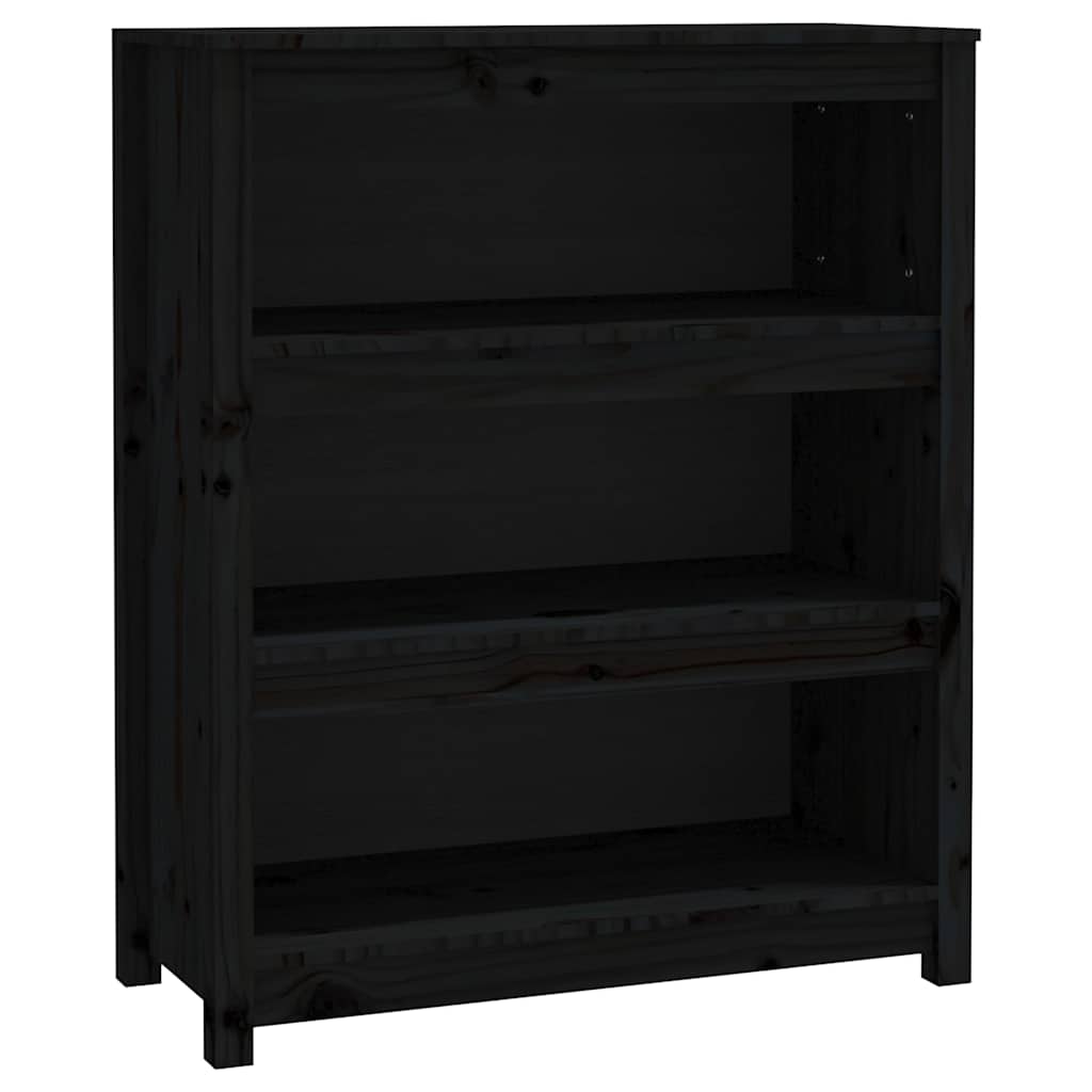 Book Cabinet Black 80x35x97 cm Solid Wood Pine