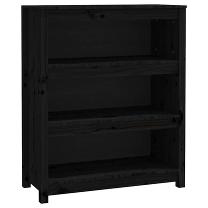 Book Cabinet Black 80x35x97 cm Solid Wood Pine