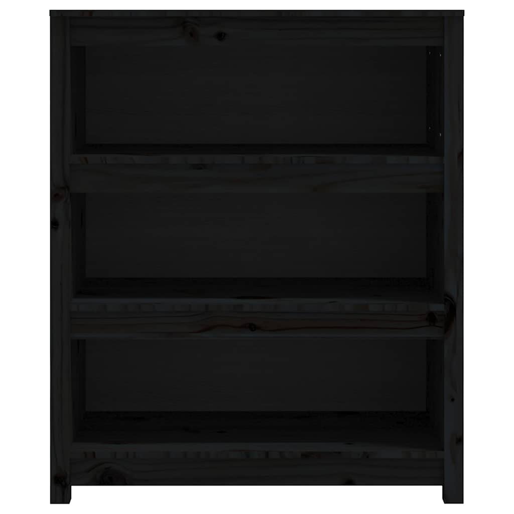 Book Cabinet Black 80x35x97 cm Solid Wood Pine