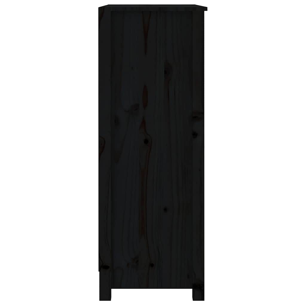 Book Cabinet Black 80x35x97 cm Solid Wood Pine