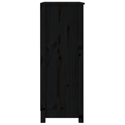 Book Cabinet Black 80x35x97 cm Solid Wood Pine