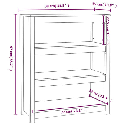 Book Cabinet Black 80x35x97 cm Solid Wood Pine