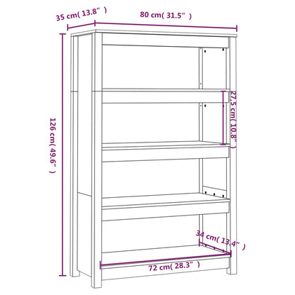 Book Cabinet Grey 80x35x126 cm Solid Wood Pine