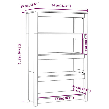 Book Cabinet Grey 80x35x126 cm Solid Wood Pine