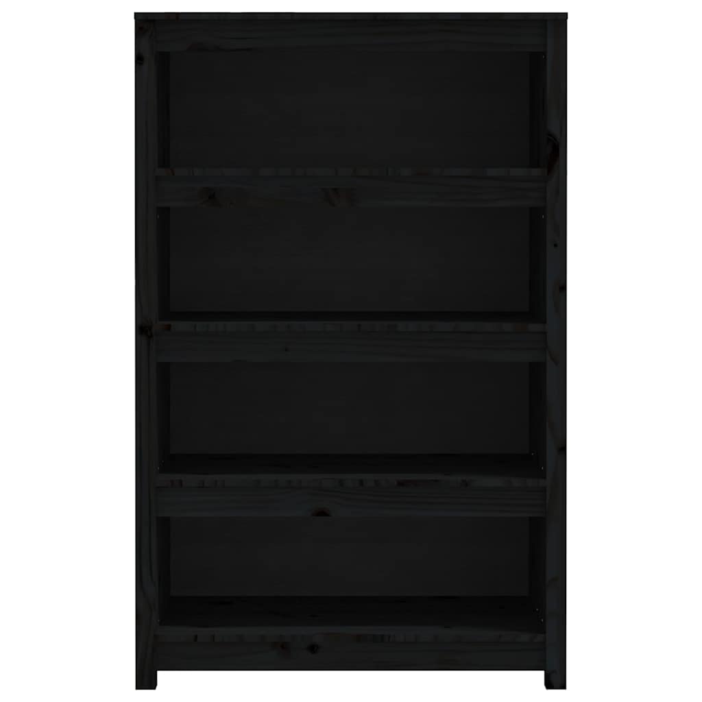 Book Cabinet Black 80x35x126 cm Solid Wood Pine
