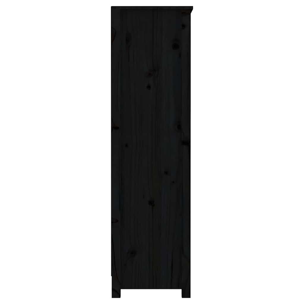 Book Cabinet Black 80x35x126 cm Solid Wood Pine