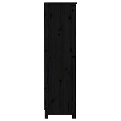 Book Cabinet Black 80x35x126 cm Solid Wood Pine