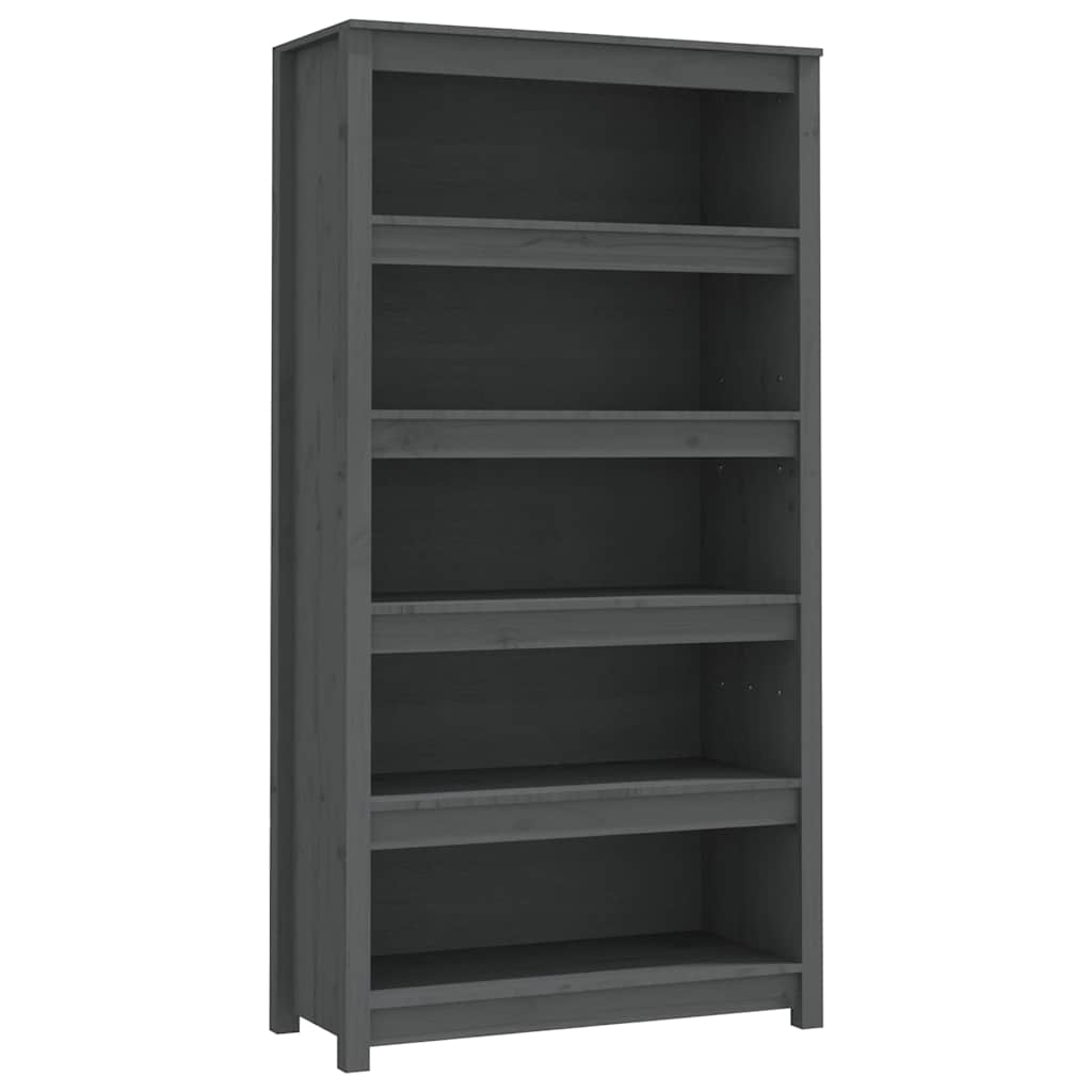 Book Cabinet Grey 80x35x154 cm Solid Wood Pine