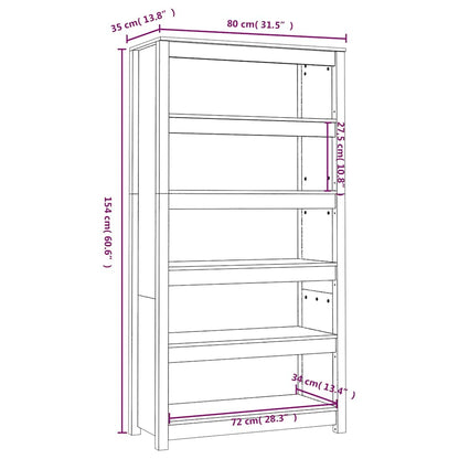 Book Cabinet Grey 80x35x154 cm Solid Wood Pine