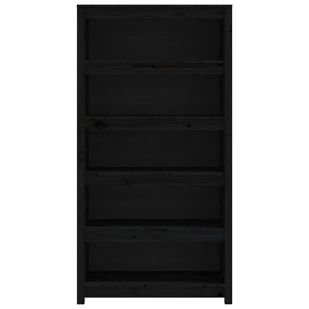 Book Cabinet Black 80x35x154 cm Solid Wood Pine