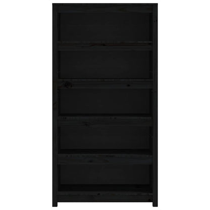 Book Cabinet Black 80x35x154 cm Solid Wood Pine