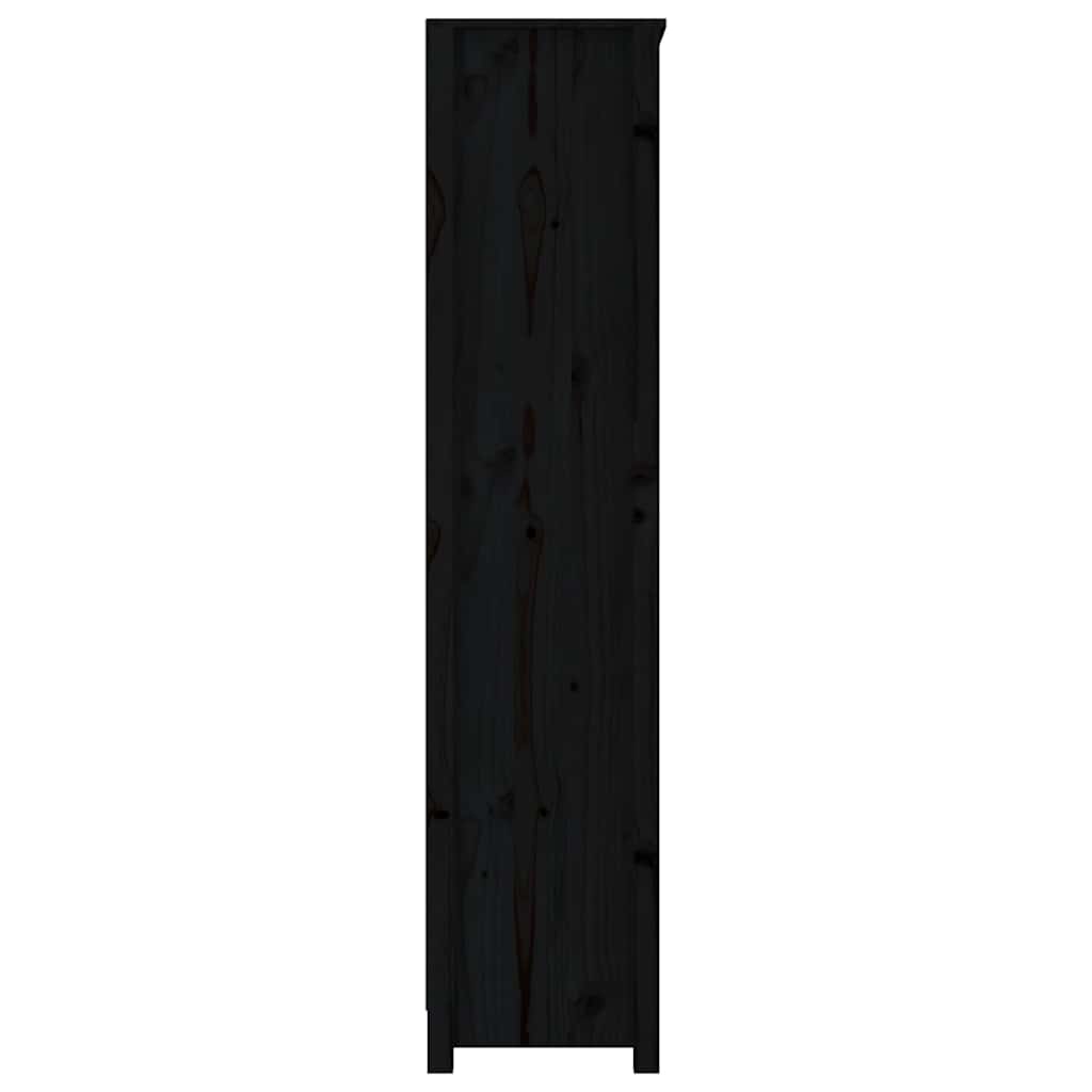 Book Cabinet Black 80x35x154 cm Solid Wood Pine