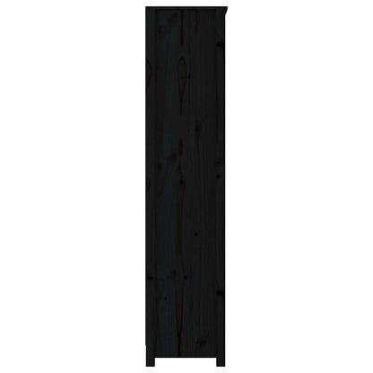Book Cabinet Black 80x35x154 cm Solid Wood Pine