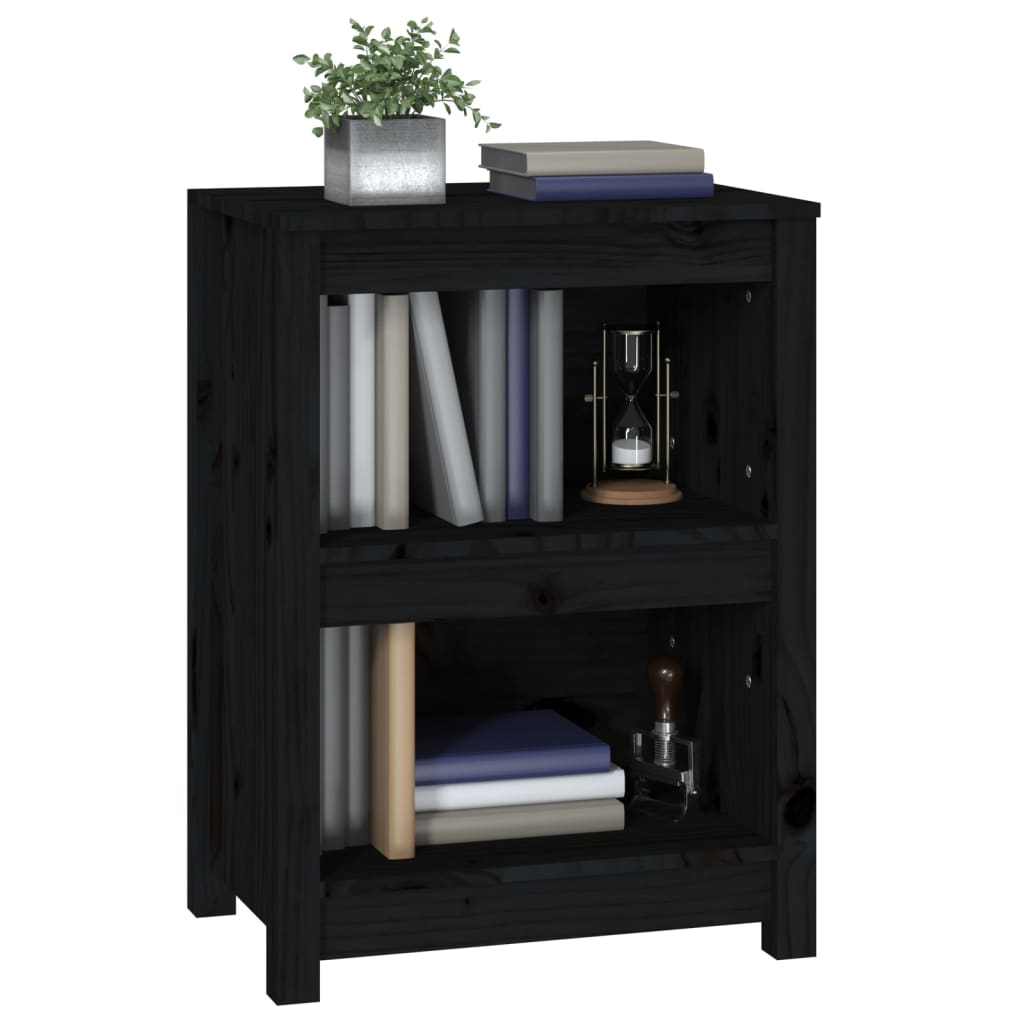Book Cabinet | Black | Solid pine wood | Compact | Book Cabinet