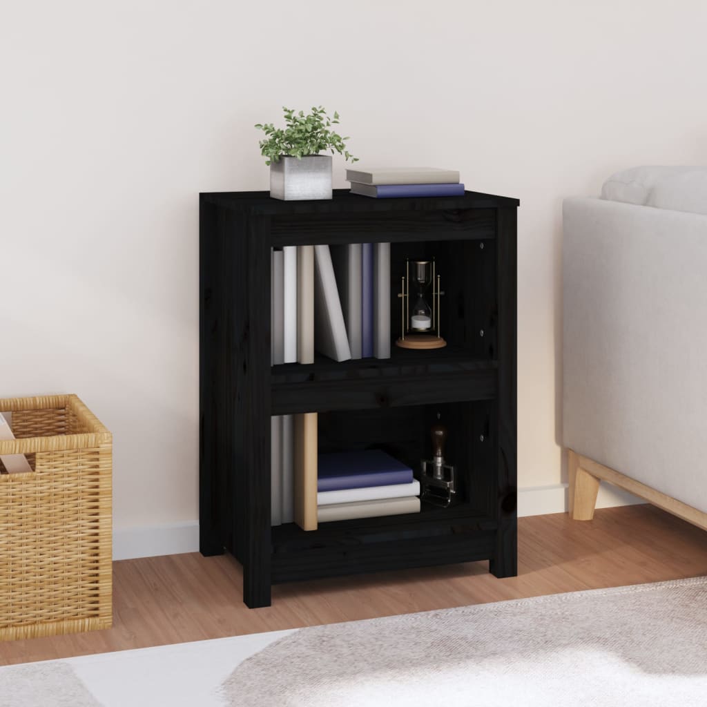 Book Cabinet | Black | Solid pine wood | Compact | Book Cabinet