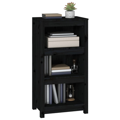 Book Cabinet Black 50x35x97 cm Solid Wood Pine