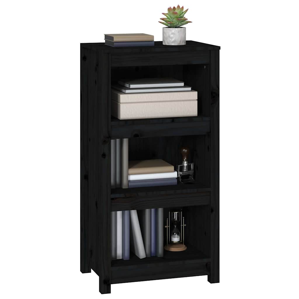 Book Cabinet Black 50x35x97 cm Solid Wood Pine