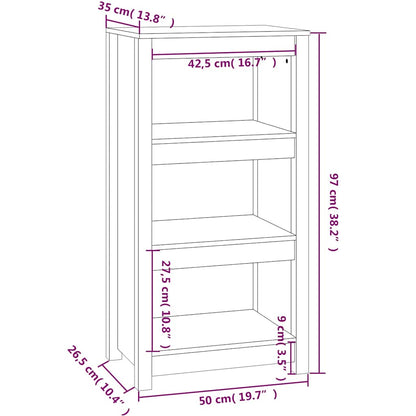 Book Cabinet Black 50x35x97 cm Solid Wood Pine