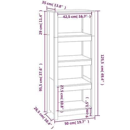 Book Cabinet Grey 50x35x125.5 cm Solid Wood Pine