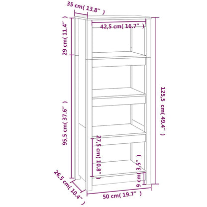 Book Cabinet Grey 50x35x125,5 cm Solid Wood Pine