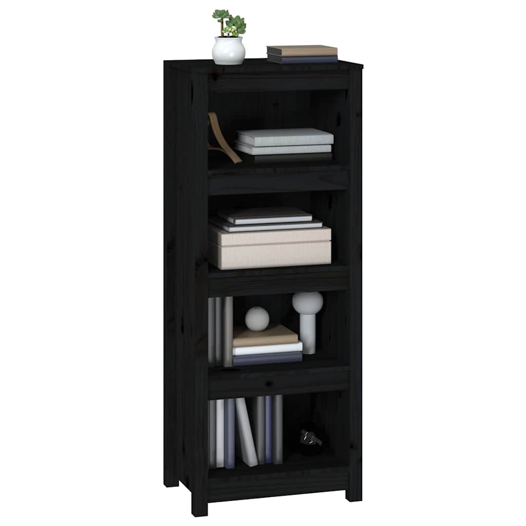 Book Cabinet Black 50x35x125,5 cm Solid Wood Pine