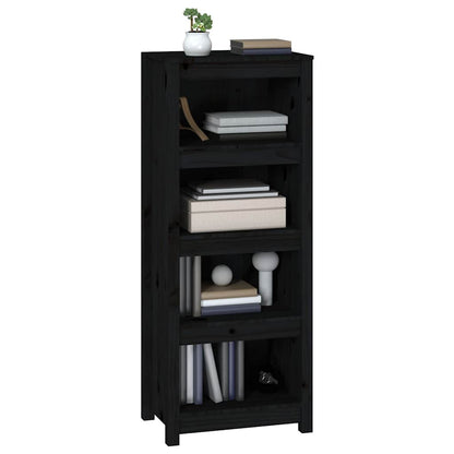 Book Cabinet Black 50x35x125,5 cm Solid Wood Pine