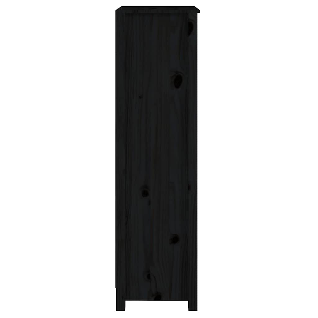 Book Cabinet Black 50x35x125,5 cm Solid Wood Pine