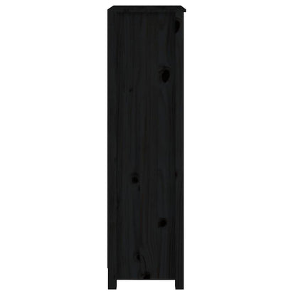 Book Cabinet Black 50x35x125,5 cm Solid Wood Pine