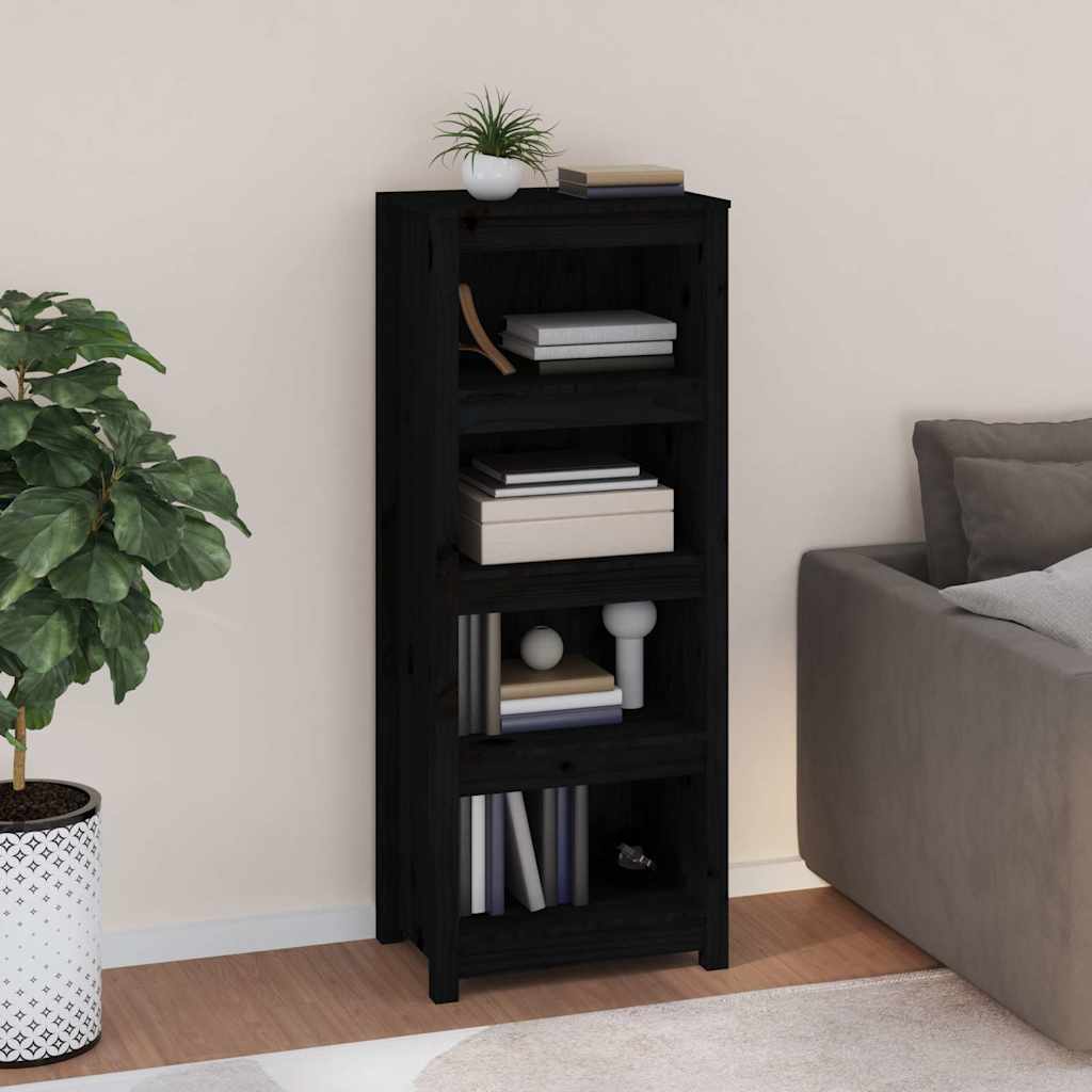 Book Cabinet Black 50x35x125,5 cm Solid Wood Pine
