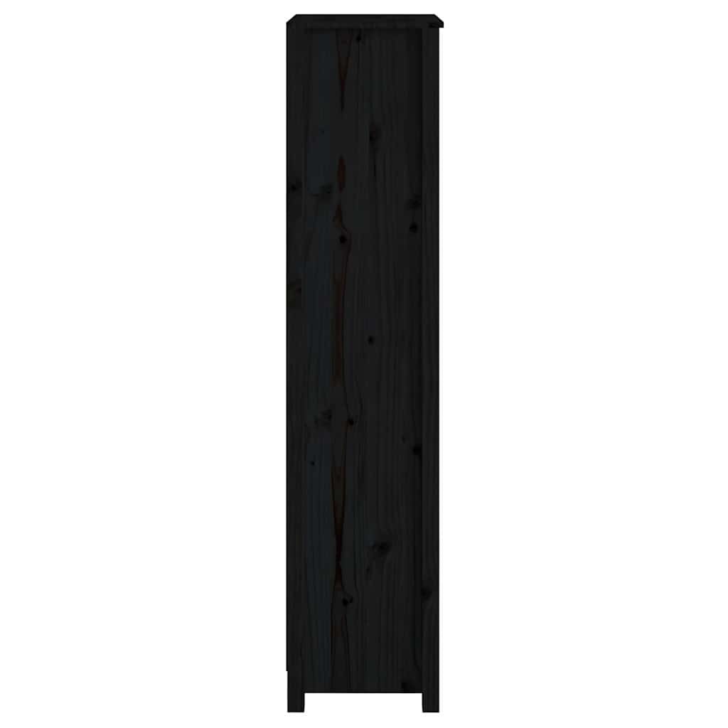 Book Cabinet Black 50x35x154 cm Solid Wood Pine