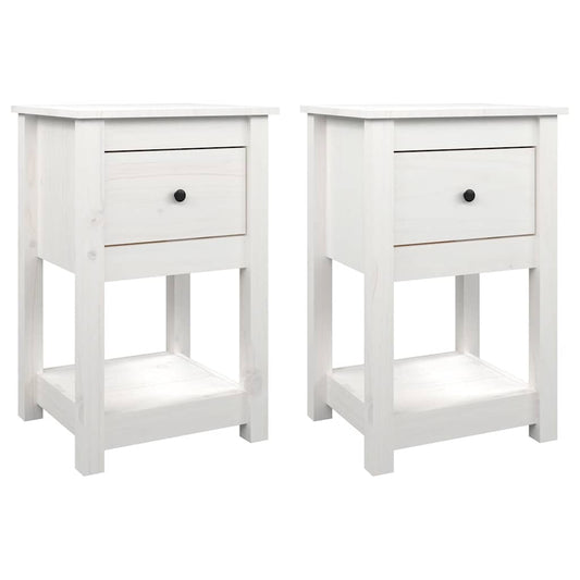 Bedside Cabinets 2 pcs White 40x35x61.5 cm Solid Wood Pine
