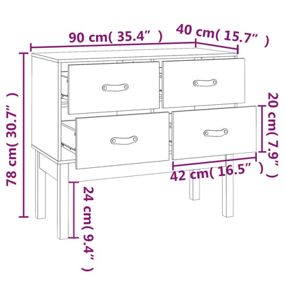 Console Cabinet Honey Brown 90x40x78 cm Solid Wood Pine