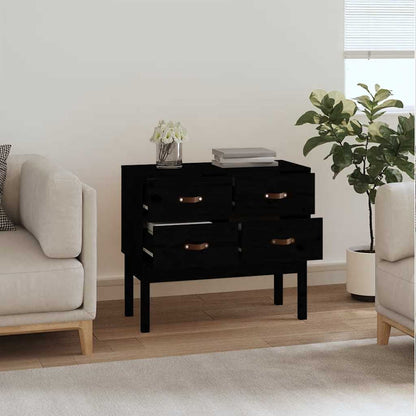 Console Cabinet Black 90x40x78 cm Solid Wood Pine
