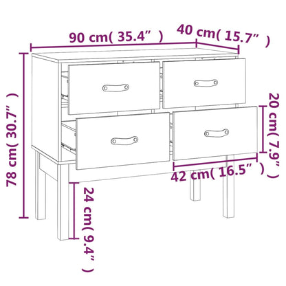 Console Cabinet Black 90x40x78 cm Solid Wood Pine