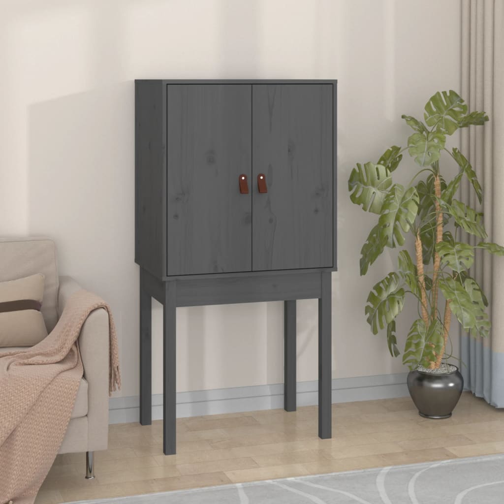 Highboard Grey 60x40x120 cm Solid Wood Pine