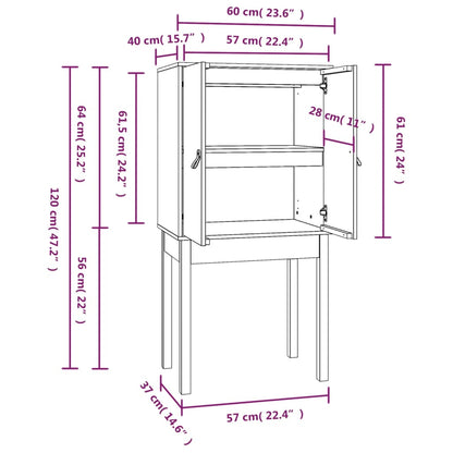 Highboard Honey Brown 60x40x120 cm Solid Wood Pine