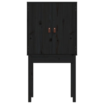 Highboard Black 60x40x120 cm Solid Wood Pine
