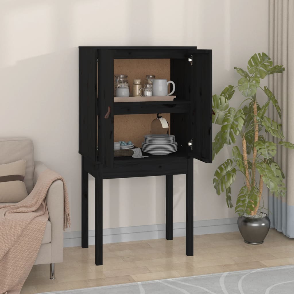 Highboard Black 60x40x120 cm Solid Wood Pine