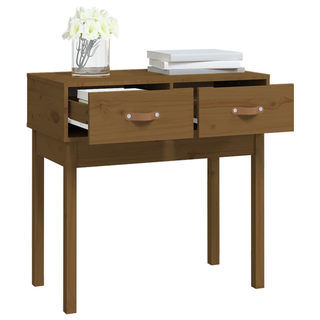 Console Table Honey Brown 76.5x40x75 cm Solid Wood Pine