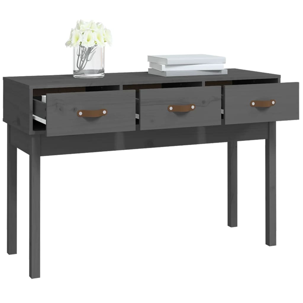 Console Table Grey 114x40x75 cm Solid Wood Pine