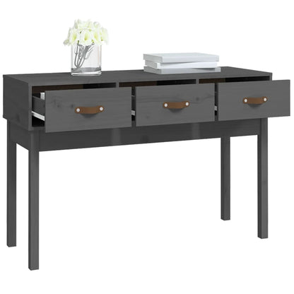 Console Table Grey 114x40x75 cm Solid Wood Pine
